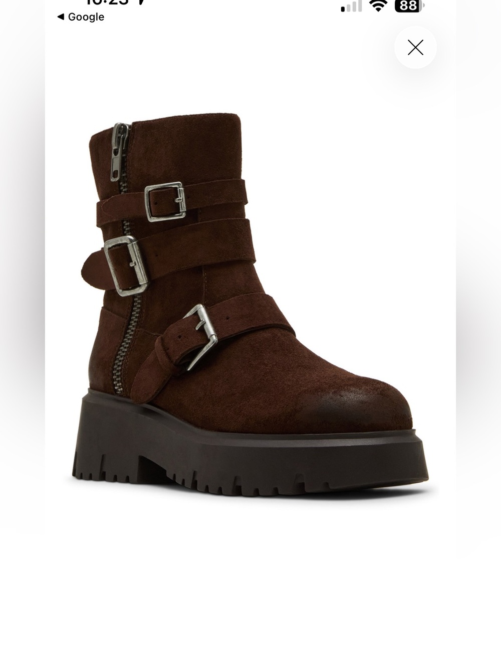 Mally Beauty Brown Suede Platform Buckle Combat Boot